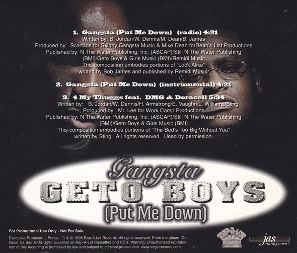 Geto Boys - Gangsta (Put Me Down)